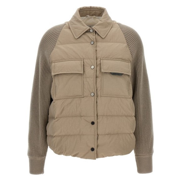 Brunello Cucinelli Two-Material Shiny Flap Detail Down Jacket - NWT - Picture 1 of 4